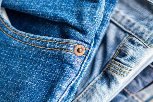 Denim Bleu Jeans Pile Texture Fond Gros Plan — Photo