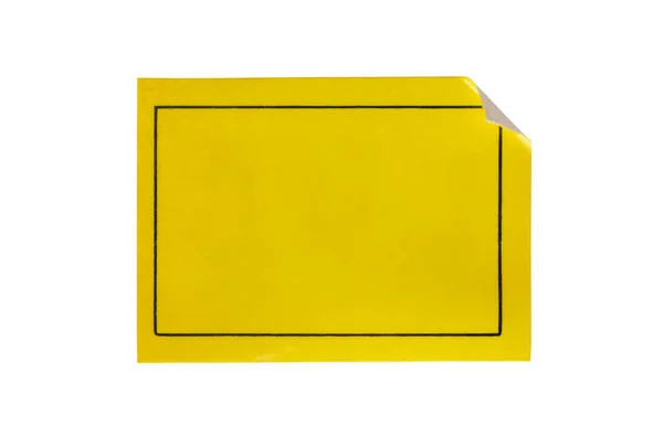 Желтая Бумажная Этикетка Белом Фоне — стоковое фото