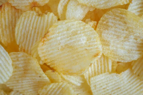 Krokante Aardappel Chips Snack Textuur Achtergrond — Stockfoto