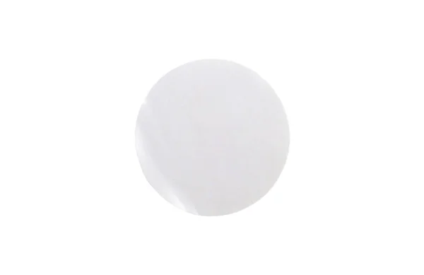 Κενό Λευκό Αυτοκόλλητο Χαρτί Κύκλο Ετικέτα Απομονώνονται Λευκό Φόντο Περικοπή — Φωτογραφία Αρχείου