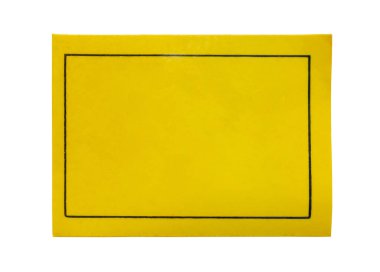 Beyaz arkaplanda izole edilmiş sarı kağıt etiketi