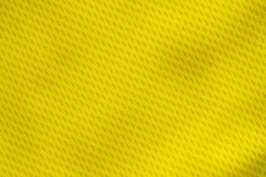 Sarı renkli spor kıyafetleri kumaş forma futbol tişörtü desen üst görünümü kapat
