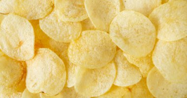 Çıtır patates cipsi çerez dokusu arka plan görünümü