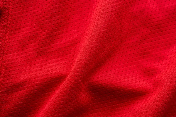 Kırmızı Kumaşlı Spor Giyimli Futbol Forması Hava Ağı Desenli — Stok fotoğraf