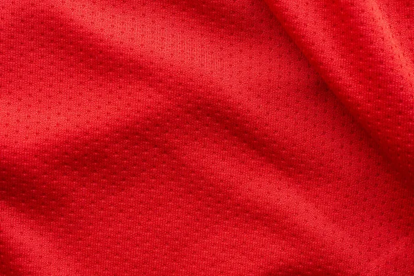 Rode Stof Sport Kleding Voetbal Jersey Met Lucht Mesh Textuur — Stockfoto