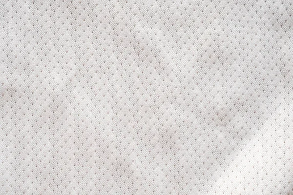 Fehér Szövet Sport Ruházat Labdarúgó Mez Levegő Háló Textúra Háttér — Stock Fotó