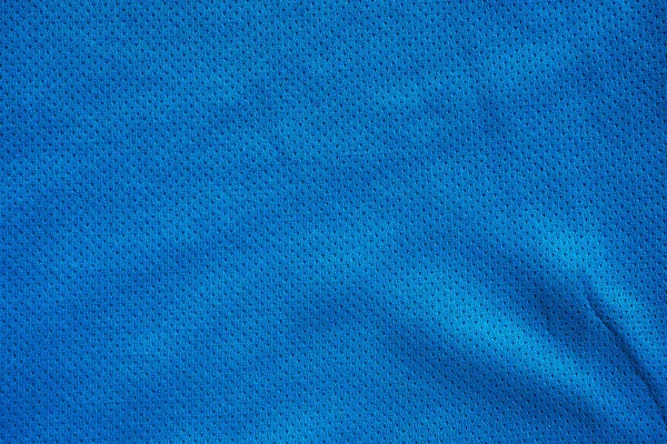 Голубая Ткань Спортивная Одежда Футбольная Майка Текстурой Сетки Воздуха Фон — стоковое фото
