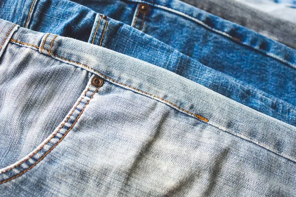 Jeans Vaqueros Azul Pila Textura Fondo Primer Plano — Foto de Stock
