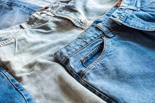 Nombreux Jeans Bleu Denim Fond — Photo