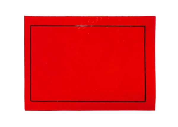 Etiqueta Adesiva Papel Vermelho Isolada Fundo Branco — Fotografia de Stock