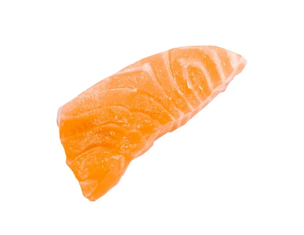 Filet Sashimi Tranche Saumon Cru Frais Isolé Sur Fond Blanc — Photo