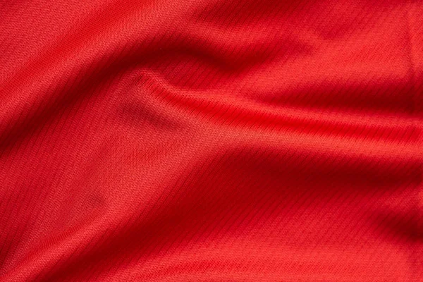 Piros Sport Ruházat Szövet Futball Mez Textúra Közelről — Stock Fotó