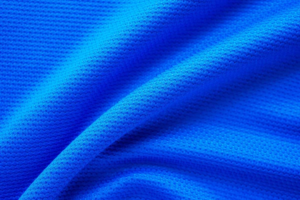 Blauw Voetbal Jersey Kleding Stof Textuur Sport Slijtage Achtergrond Close — Stockfoto