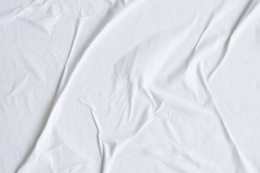 Boş beyaz buruşmuş ve buruşmuş kağıt poster dokusu arka planı