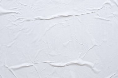 Boş beyaz buruşmuş ve buruşmuş kağıt poster dokusu arka planı