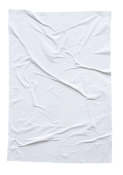 Papier Blanc Froissé Froissé Texture Affiche Isolée Sur Fond Blanc — Photo