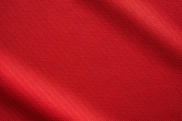 Piros Sport Ruházat Szövet Futball Mez Textúra Közelről — Stock Fotó