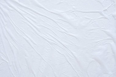 Boş beyaz buruşmuş ve buruşmuş kağıt poster dokusu arka planı