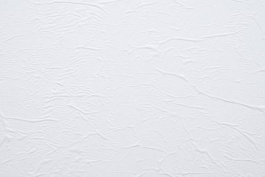 Boş beyaz buruşmuş ve buruşmuş kağıt poster dokusu arka planı