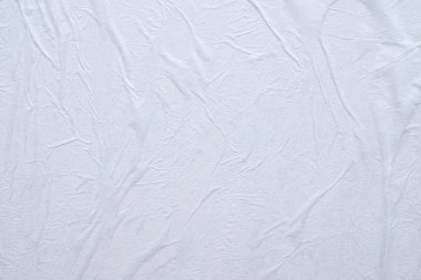 Boş beyaz buruşmuş ve buruşmuş kağıt poster dokusu arka planı