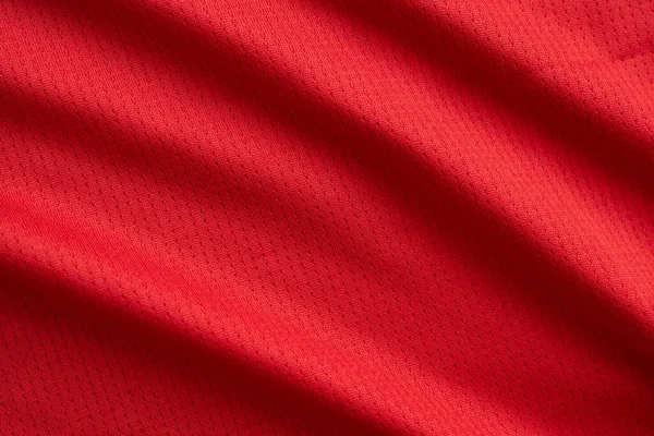 Sport Ruházat Szövet Futball Mez Textúra Felső Nézet Piros Szín — Stock Fotó