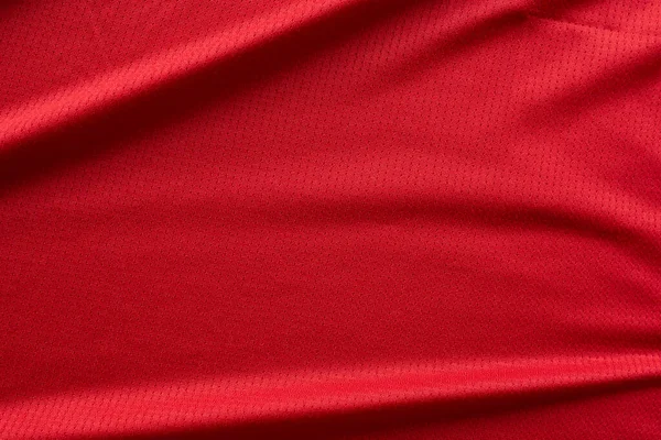 Sportkleding Stof Voetbal Jersey Textuur Bovenaanzicht Rode Kleur — Stockfoto