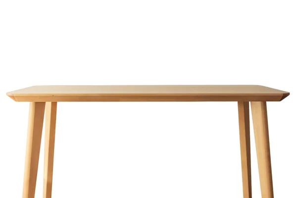 Prázdné Světlo Dřevěný Stůl Top Izolované Bílém Pozadí — Stock fotografie