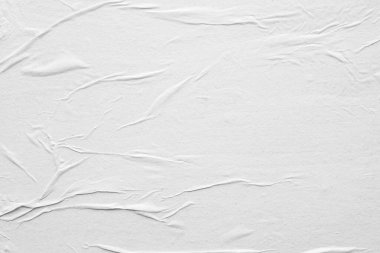 Boş beyaz buruşmuş ve buruşmuş kağıt poster dokusu arka planı
