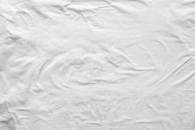 Boş beyaz buruşmuş ve buruşmuş kağıt poster dokusu arka planı