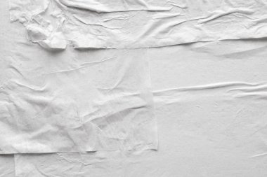 Boş beyaz buruşmuş ve buruşmuş kağıt poster dokusu arka planı