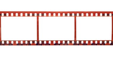 Beyaz arkaplanda izole edilmiş fotoğraf için boşluk resim çerçevelerine sahip film şeridi