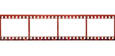 Beyaz arkaplanda izole edilmiş fotoğraf için boşluk resim çerçevelerine sahip film şeridi