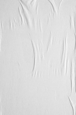 Boş beyaz buruşmuş ve buruşmuş kağıt poster dokusu arka planı