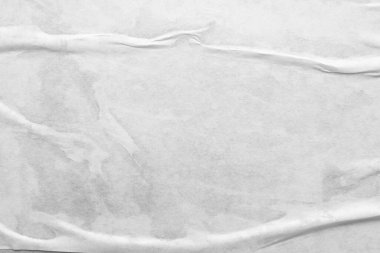 Boş beyaz buruşmuş ve buruşmuş kağıt poster dokusu arka planı