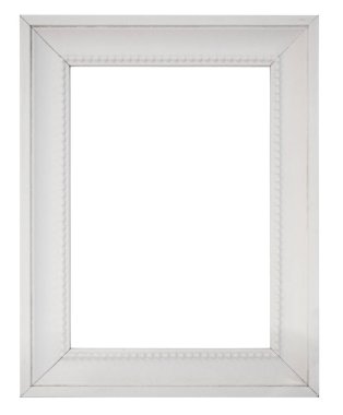 Beyaz arkaplanda boş beyaz vintage resim çerçevesi izole