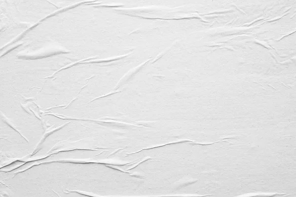 Branco Branco Amassado Vincado Papel Poster Textura Fundo — Fotografia de Stock