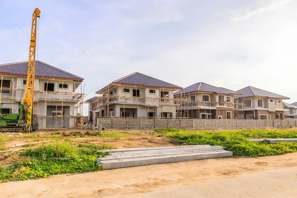 New House Building Residential Estate Construction Site Clouds Blue Sky — Stock Photo, Image