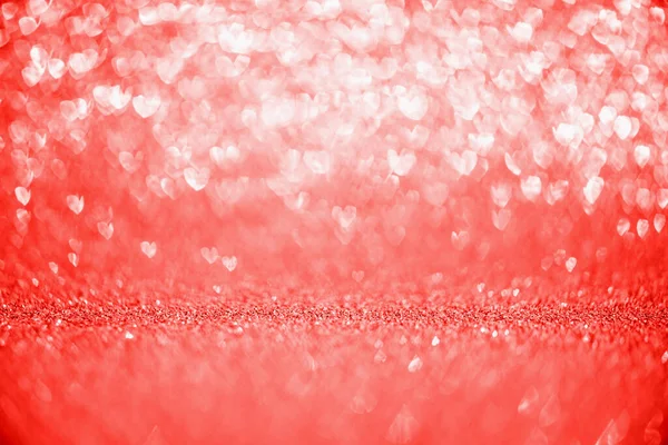Абстрактный Красный Блеск Сверкает Сердцем Bokeh Свет Фона Валентина — стоковое фото