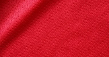 Kırmızı spor giysileri futbol gömleği forma deseni yakın çekim