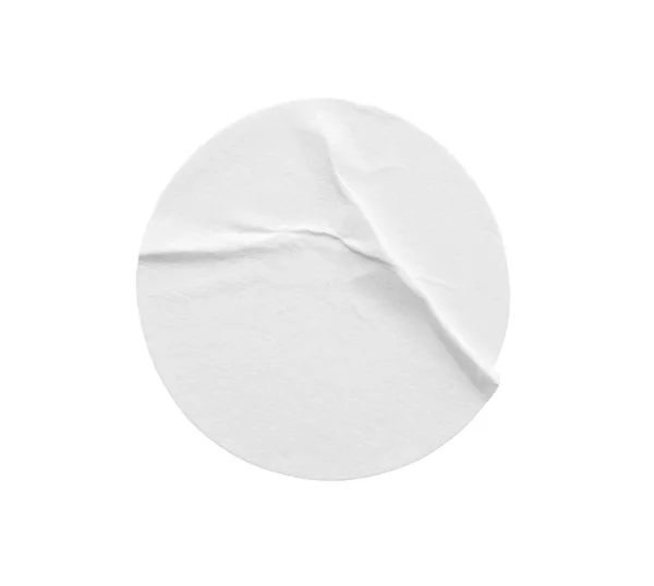 Etichetta Adesiva Bianca Bianca Rotonda Isolata Sfondo Bianco Con Percorso — Foto Stock