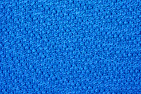 Niebieska Odzież Sportowa Tkanina Piłka Nożna Koszulka Jersey Tekstury Zbliżenie — Zdjęcie stockowe