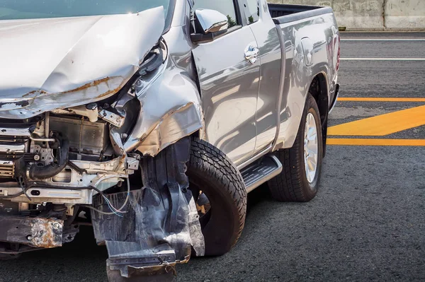 Pickup Lastbil Olycka Skadad Från Olycka Landsväg — Stockfoto