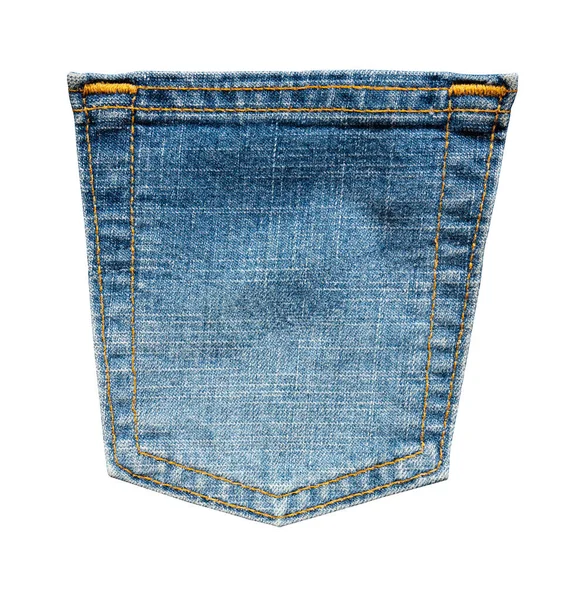 Blå Jeans Bakficka Isolerad Vit Bakgrund — Stockfoto