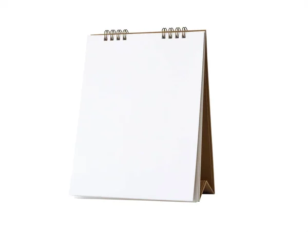 Weißes Leeres Papier Schreibtischkalender Attrappe Isoliert Auf Weißem Hintergrund Mit — Stockfoto
