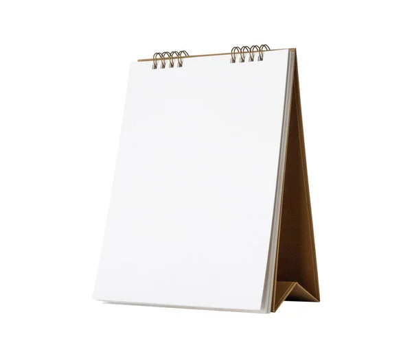 Weißes Leeres Papier Schreibtischkalender Attrappe Isoliert Auf Weißem Hintergrund Mit — Stockfoto