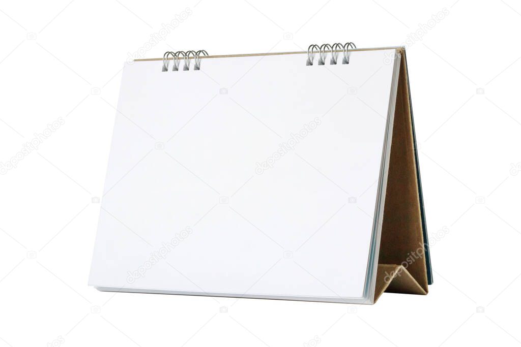 White blank paper desk calendar mockup isolated on white background with clipping path