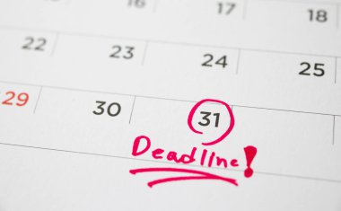 Beyaz takvim sayfasına son tarih yazma tarihi kapat