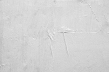 Boş beyaz buruşmuş ve buruşmuş kağıt poster dokusu arka planı