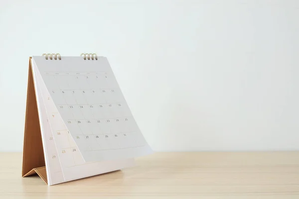 Calendario Pagina Flipping Foglio Sul Tavolo Legno Sfondo Business Pianificazione — Foto Stock