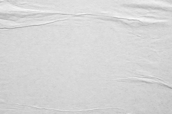 Üres Fehér Gyűrött Gyűrött Papír Poszter Textúra Háttér — Stock Fotó